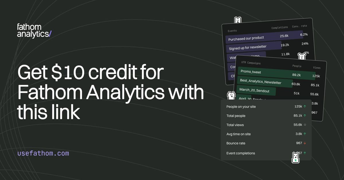 Get a $10 credit for Fathom, a privacy-focused website analytics company