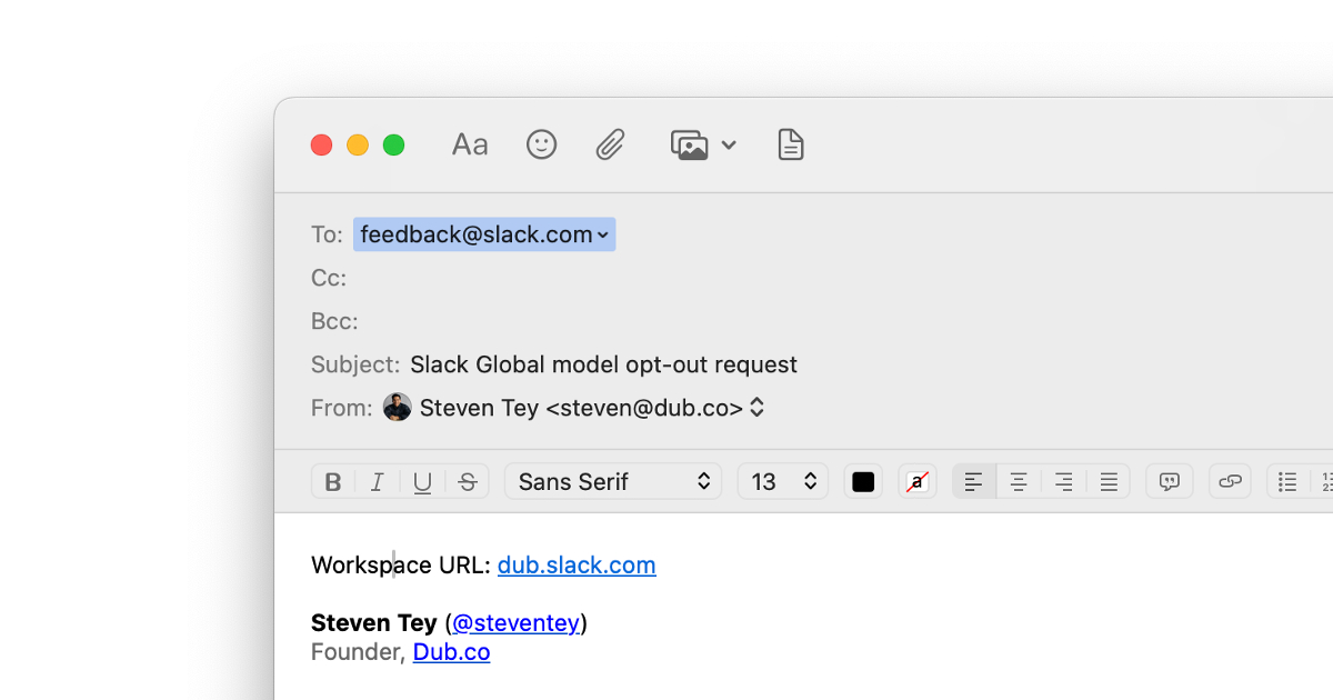 Slack Opt-Out Email Request