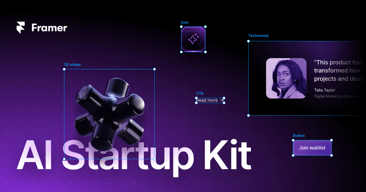 Free AI Startup Website UI Kit for Framer