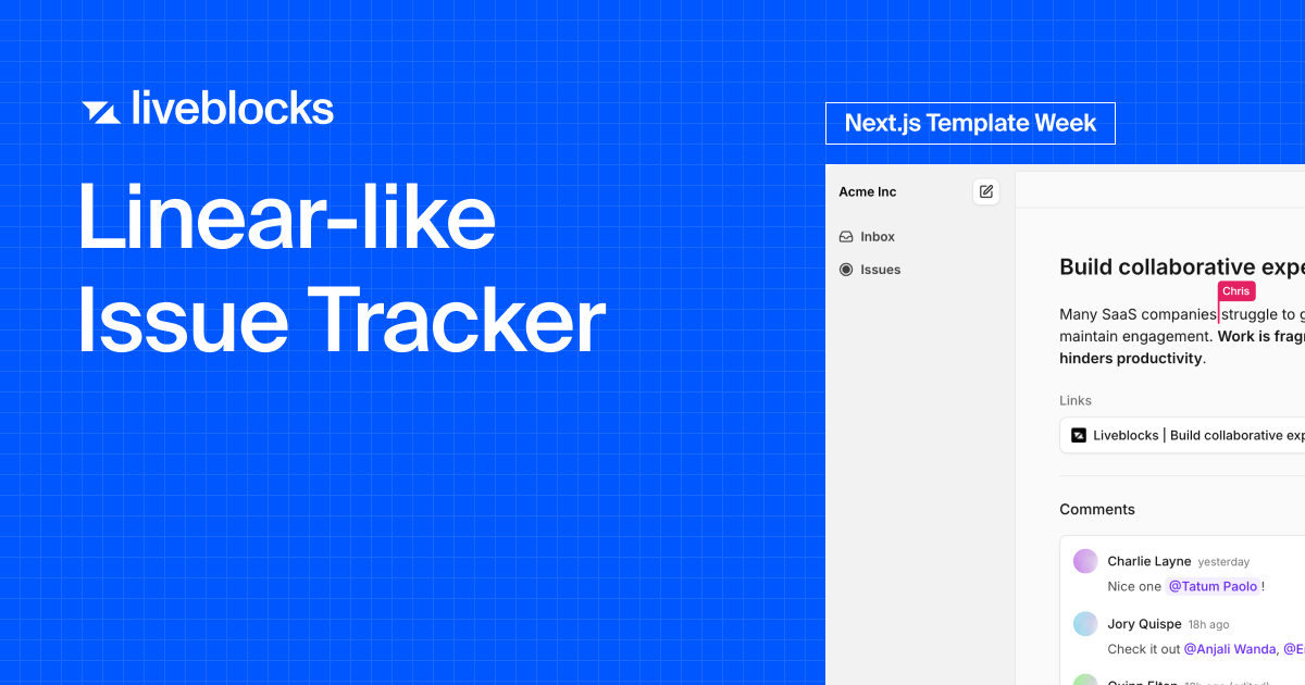 Next.js Template Week → Linear-like Issue Tracker