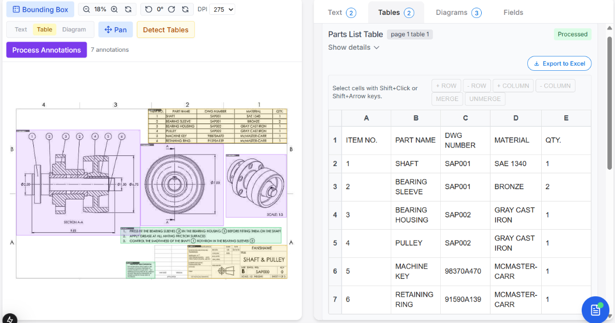 Beyond OCR: Anomalies in Data Extraction from Engineering Drawings
