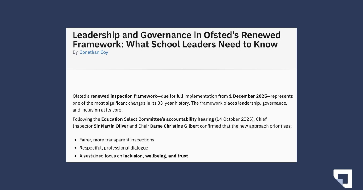 Leadership And Governance In Ofsteds Renewed Framework What School Leaders Need To Know 3r7vp